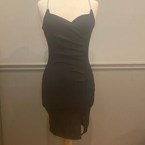 Chic Black Mini Dress with Gold Accents